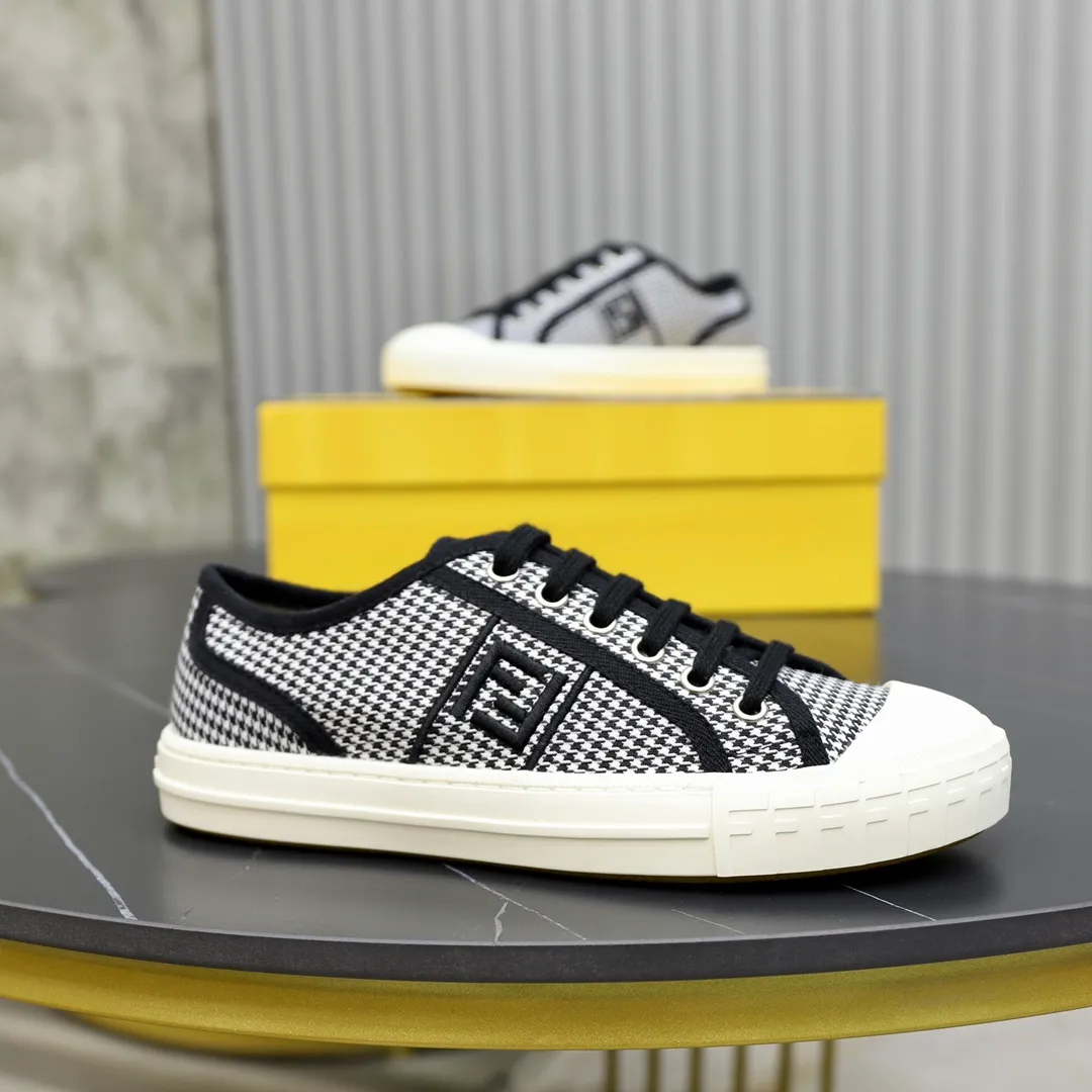 Men's men's shoes 💰380 [New style] 🍿🍿Fendi 👫Couple style low-top canvas shoes, Fendi 2024 spring and summer new lace-up canvas shoes, upper FF jacquard fabric, decorated with same-color satin trim, soles FF engraved decoration, soft elastic foot feel, perfect foot comfort! Size: 35-40 Male 38-45